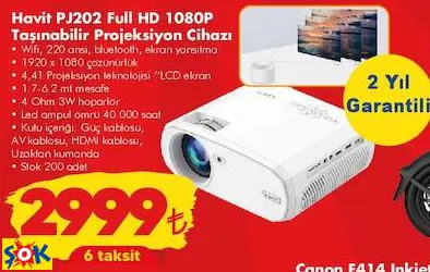 HAVİT PJ202 FULL HD 1080P TAŞINABİLİR PROJEKSİYON CİHAZI HAVİT PJ202 FULL HD 1080P TAŞINABİLİR PROJEKSİYON CİHAZI